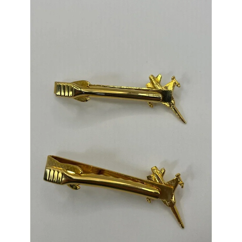 Jet Fighter Tie Bar‎ Mens OS Gold tone Excellent Aviation Pilot Accessory 1 each
